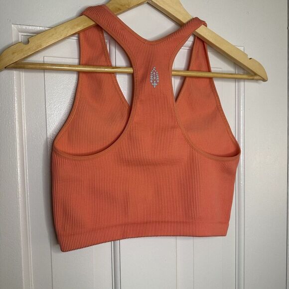FREE PEOPLE Movement Free Throw Crop Tank Ribbed Orange Medium - Picture 6 of 7